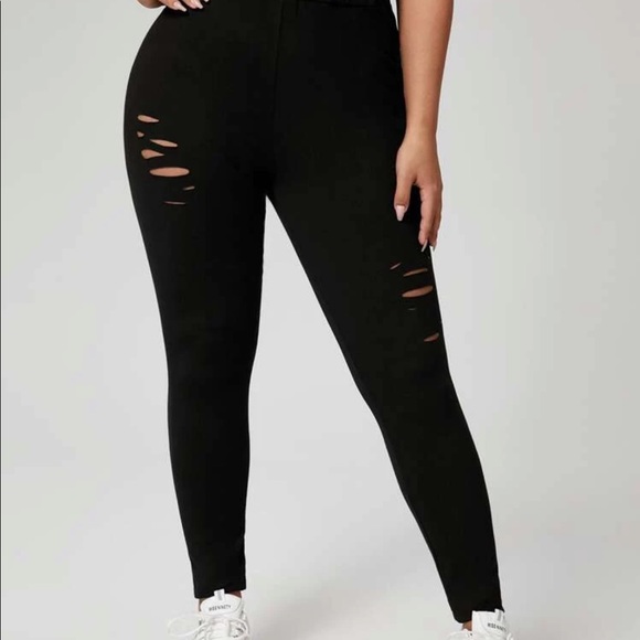 SHEIN Pants & Jumpsuits Shein Curve Ripped High Waisted Leggings